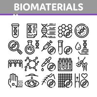 biomaterialen verzameling elementen vector pictogrammen reeks