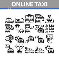 online taxi collectie elementen pictogrammen instellen vector