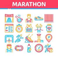 marathon verzameling elementen pictogrammen reeks vector