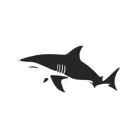 hoog contrast zwart en wit vector illustratie van een haai logo.