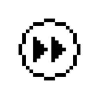 zwart terugspoelen knop, pixel kunst ontwerp stijl. vector
