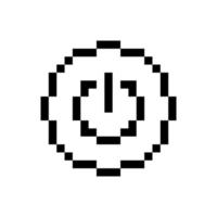 zwart macht knop, pixel kunst icoon. vector illustratie.