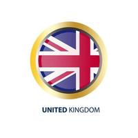 Verenigde koninkrijk, Engeland vlag, kaart en glanzend knop, vector illustratie