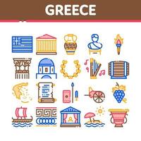 Griekenland land geschiedenis verzameling pictogrammen reeks vector