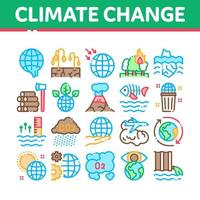 klimaat verandering ecologie verzameling pictogrammen reeks vector