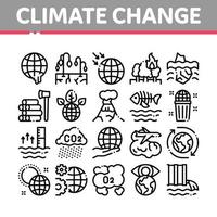 klimaat verandering ecologie verzameling pictogrammen reeks vector