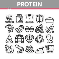 eiwit voedsel voeding verzameling pictogrammen reeks vector