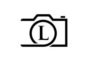 brief l fotografie logo ontwerp. camera logo ontwerp inspiratie fotograaf sjabloon vector