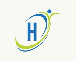 brief h geschiktheid logo ontwerp. bio, Gezondheid icoon. medisch logotype vector