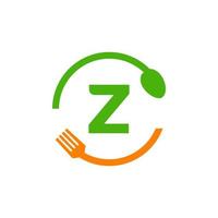 restaurant logo ontwerp Aan brief z met vork en lepel icoon vector