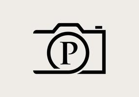 brief p fotografie logo ontwerp. camera logo ontwerp inspiratie fotograaf sjabloon vector