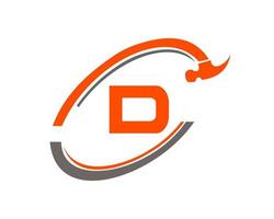 brief d reparatie logo. huis bouw logo vector