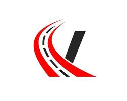 vervoer logo met v brief concept. weg logo ontwerp sjabloon vector
