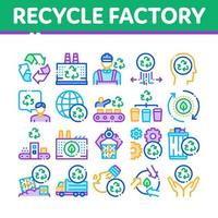 recycle fabriek ecologie industrie pictogrammen reeks vector