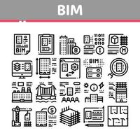 bim gebouw informatie modellering pictogrammen reeks vector