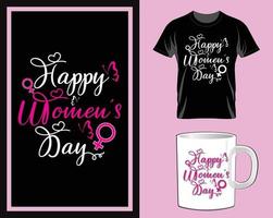 gelukkig vrouwen dag t overhemd en mok ontwerp vector