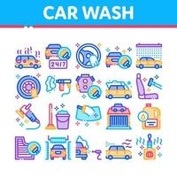 auto wassen auto onderhoud verzameling pictogrammen reeks vector