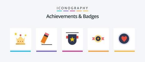 prestaties en badges vlak 5 icoon pak inclusief prestatie. medaille. kenteken. riem. stempel. creatief pictogrammen ontwerp vector