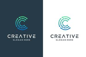 creatief punt brief c logo ontwerp technologie vector