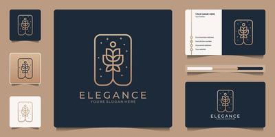 minimalistische elegant bloem roos luxe schoonheid salon, mode, huidverzorging, kunstmatig, yoga en spa producten. logo ontwerp en bedrijf kaart vector