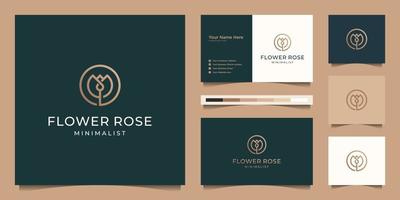 minimalistische elegant bloem roos lijn kunst stijl. luxe schoonheid salon, mode, huidverzorging, kunstmatig, yoga en spa producten. logo ontwerp en bedrijf kaart premie vector