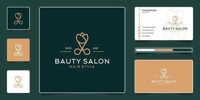 schoonheid haar- salon logo ontwerp en bedrijf kaart vector