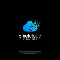 pixel wolk tech logo ontwerp inspiratie vector