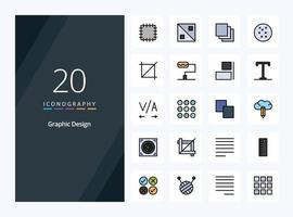 20 ontwerp lijn gevulde icoon voor presentatie vector