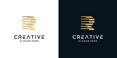 luxe brief r logo ontwerp vector