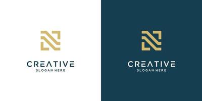 minimalistische elegant gouden brief n logo ontwerp vector