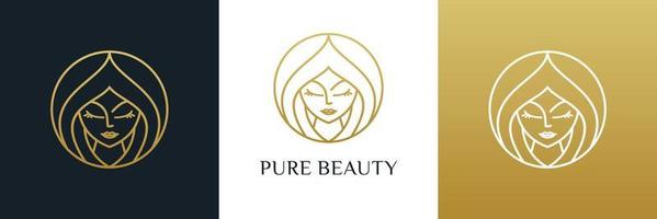 zuiver schoonheid Dames haar- salon logo ontwerp. luxe vrouwelijk vector sjabloon.