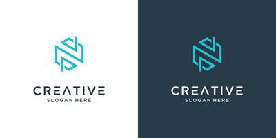 creatief brief n logo ontwerp inspiratie vector