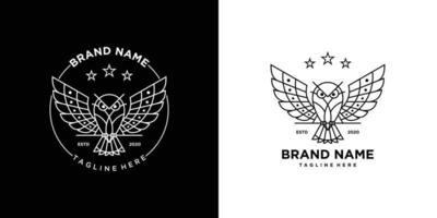 uil met een zwart en wit streep en ster logo ontwerp vector