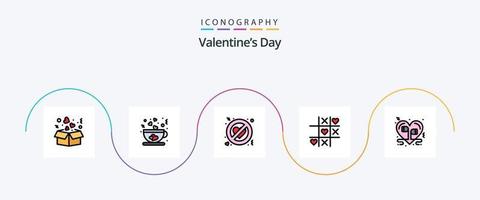 valentijnsdag dag lijn gevulde vlak 5 icoon pak inclusief hart. valentijn. overspel. liefde. spel vector