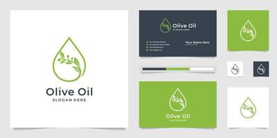 olijf- olie druppels en boom takken, symbolen voor schoonheid salon, huidverzorging, kunstmatig, yoga en spa producten. premie logo ontwerp en bedrijf kaarten. vector