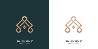 minimalistische huis ontwerp logo met lijn kunst stijl vector