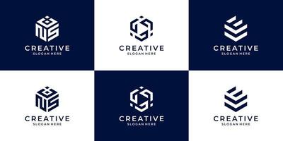 reeks van divers zeshoek logo sjabloon. abstract monogram logo voor bedrijf, bedrijf, industrieel, enz. vector