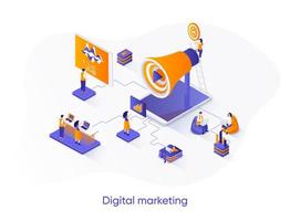 digitale marketing isometrische webbanner. vector