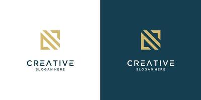 minimalistische elegant brief n logo ontwerp inspiratie vector