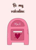 Valentijnsdag dag groet kaart met een postbus voor liefde brieven. vector illustratie