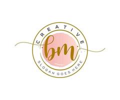 eerste bm vrouwelijk logo schoonheid monogram en elegant logo ontwerp, handschrift logo van eerste handtekening, bruiloft, mode, bloemen en botanisch met creatief sjabloon. vector