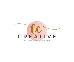 eerste ce vrouwelijk logo schoonheid monogram en elegant logo ontwerp, handschrift logo van eerste handtekening, bruiloft, mode, bloemen en botanisch met creatief sjabloon. vector