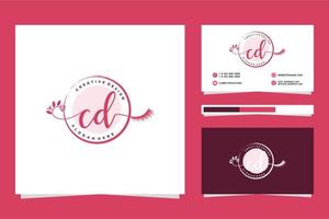 eerste CD vrouwelijk logo collecties en bedrijf kaart templat premie vector