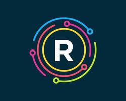 brief r technologie logo. netwerk logo ontwerp vector