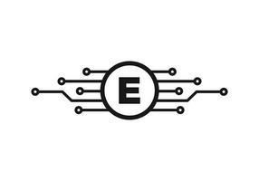 brief e technologie logo. netwerk logo ontwerp vector