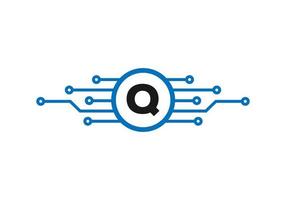 brief q technologie logo. netwerk logo ontwerp vector
