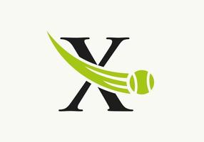 brief X tennis logo ontwerp sjabloon. tennis sport academie club logo vector