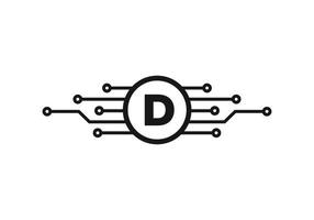 brief d technologie logo. netwerk logo ontwerp vector