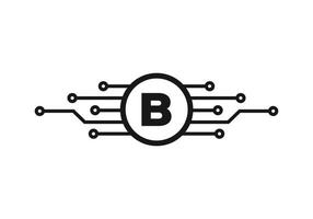 brief b technologie logo. netwerk logo ontwerp vector