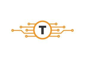 brief t technologie logo. netwerk logo ontwerp vector